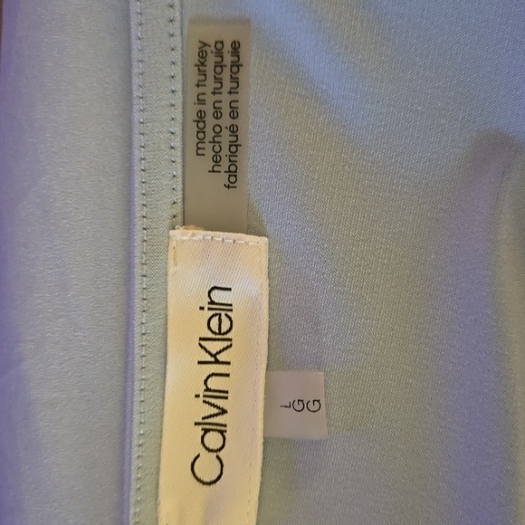 Calvin Klein Light Blue Top Puckered Short Sleeves Stretch Size Large Excellent - Picture 4 of 7